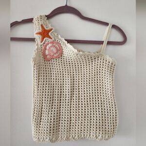 Zara Cream Crochet One-Shoulder Camisole Girls